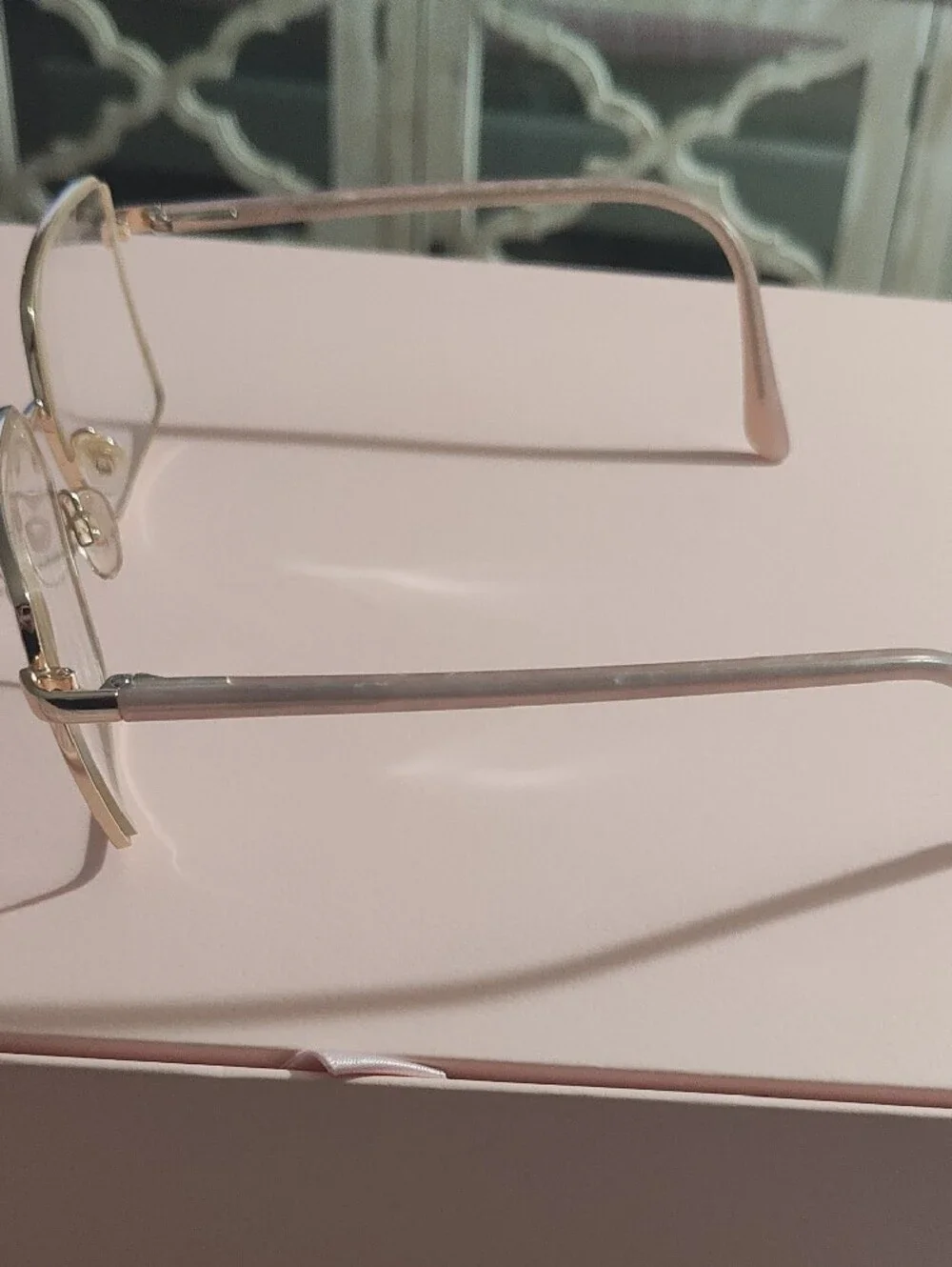 Gold Frame Pink Temple Women's Fashion Glasses